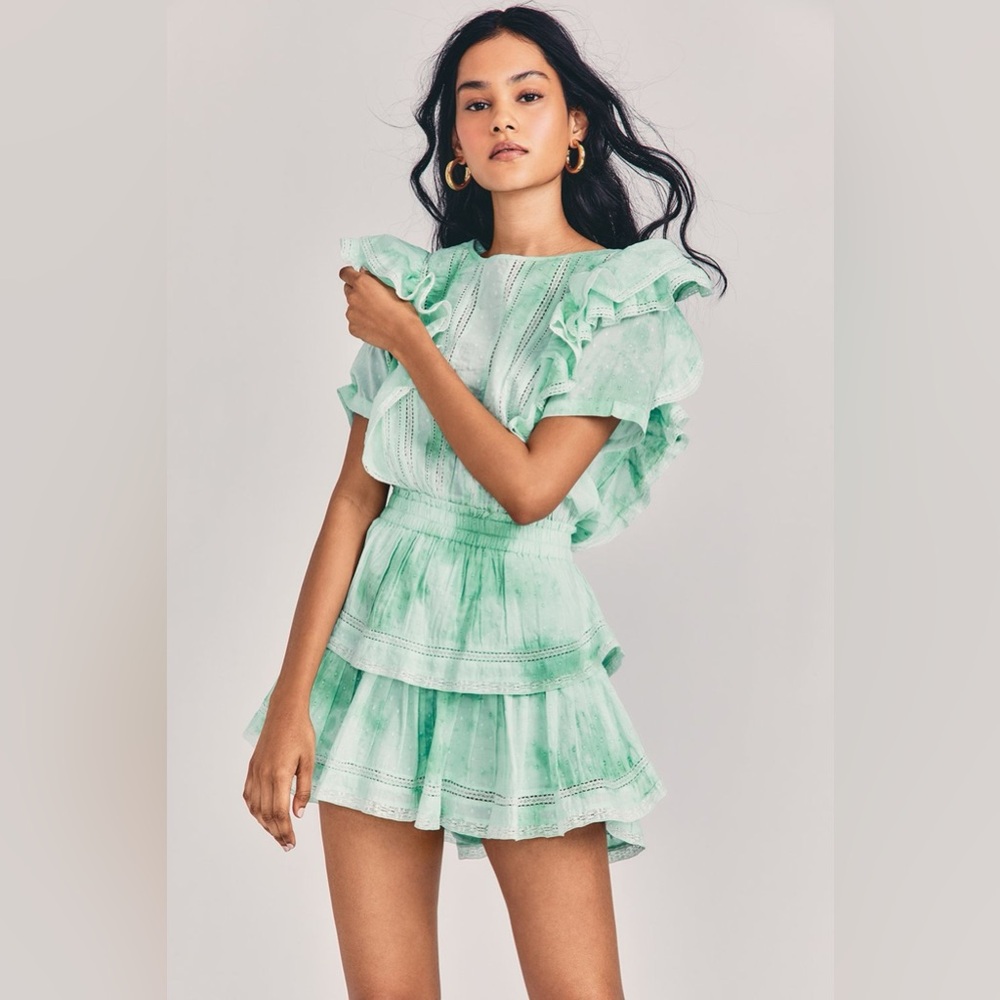 Love Shack Fancy Natasha Dress Jade Mist Hand Dye